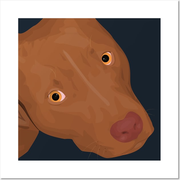 Cute Red Nose Pitbull Portrait - Vector Art Wall Art by ibadishi